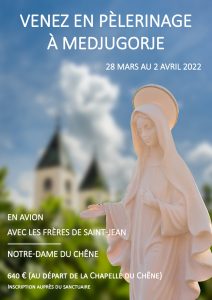 Pèlerinage Medjugorje du 28 mars au 2 avril 2022